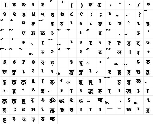 AkrutiDevAnjali Bold  glyph index