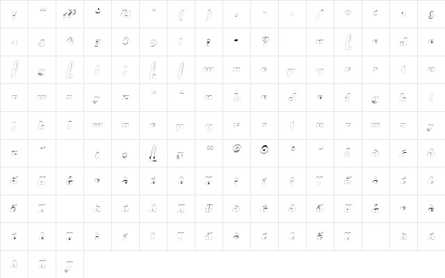 SplittingHaresOutline Oblique  glyph index