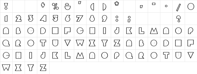 Moti Moti Regular  glyph index