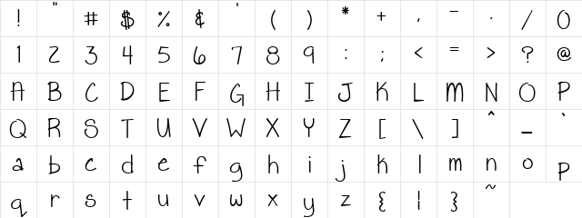 DJ Jenn Pen Regular  glyph index