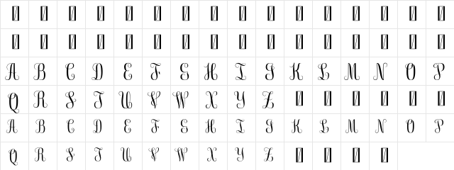 Free Monogram Beta Regular  glyph index