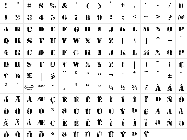 Wetworks Expanded Expanded  glyph index