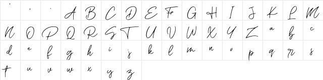 Romantic Couple Script Regular  glyph index