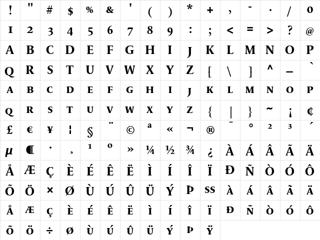 LeMondeLivre Bold Small Caps  glyph index