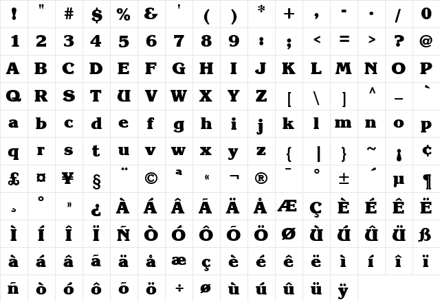 KarlaJohnson8 HeavySH  glyph index