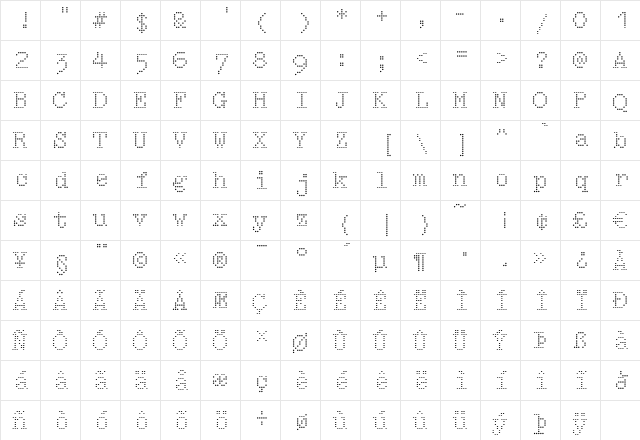 Intimo-One Regular  glyph index