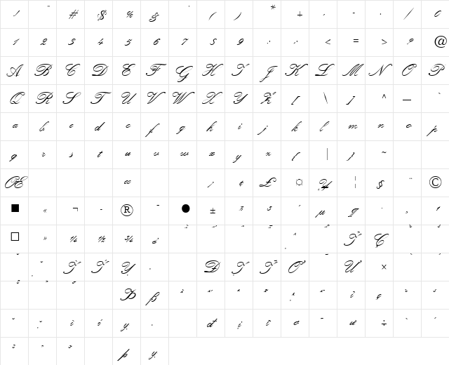 VNI-Kun Normal  glyph index