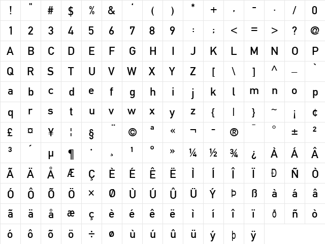 Roadgeek 2005 Mittelschrift Regular  glyph index