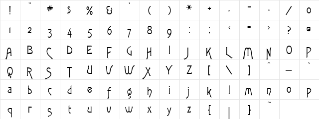 Maternal Regular  glyph index