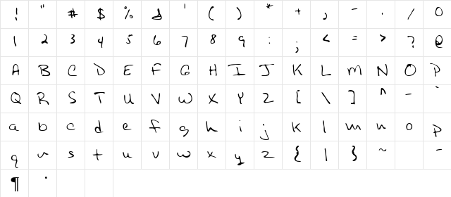 Boyken Regular  glyph index