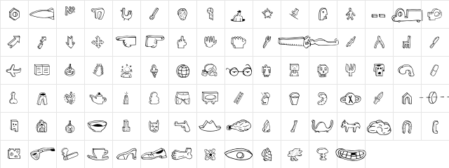 Blockhead IllustPlain  glyph index