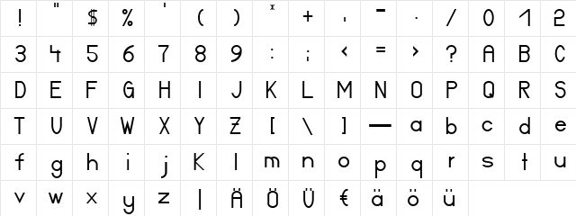 Certified Regular  glyph index