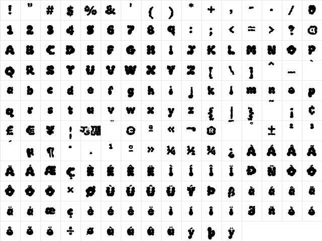 McKloud Black Regular  glyph index