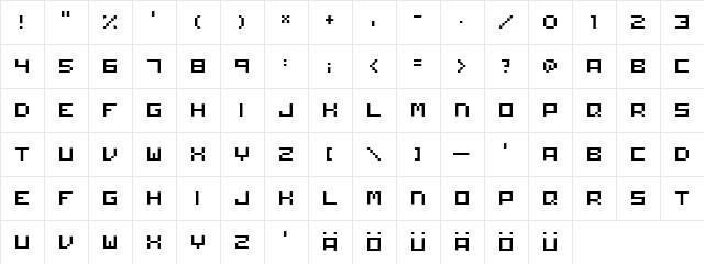 Matchworks Regular  glyph index