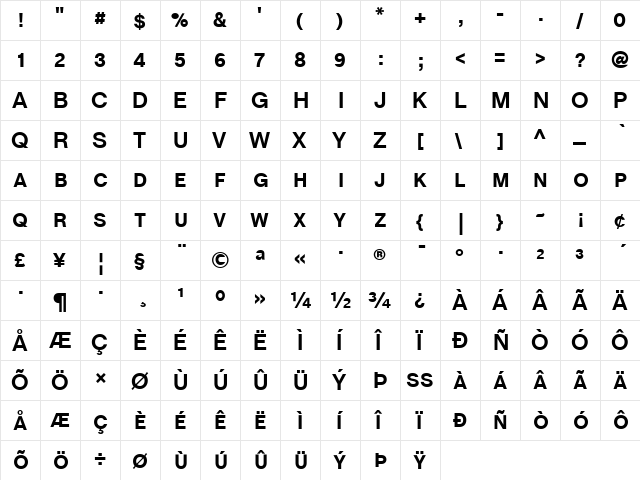 ChaletBookTTSC Bold  glyph index