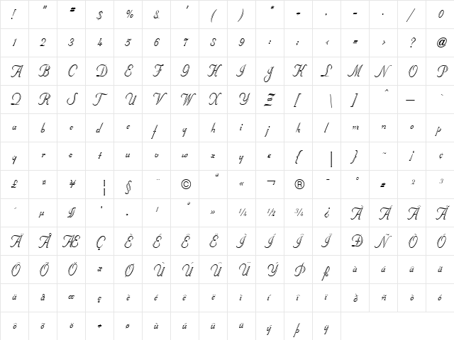 StuyvesantICG Regular  glyph index
