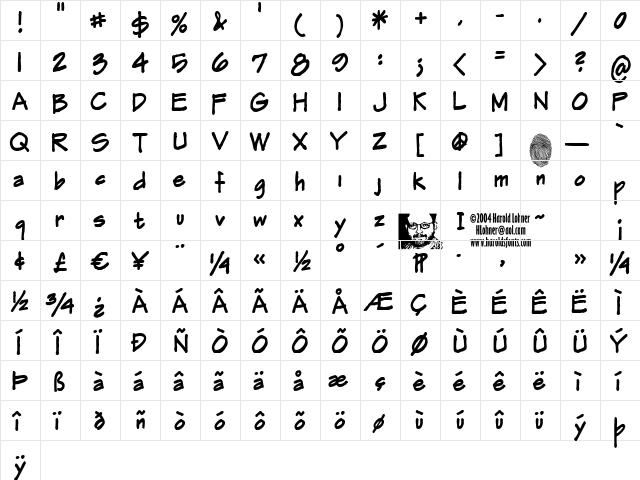 Frank the ArchitectBold Regular  glyph index