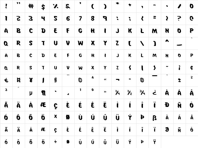 Miss Amanda Jones Regular  glyph index