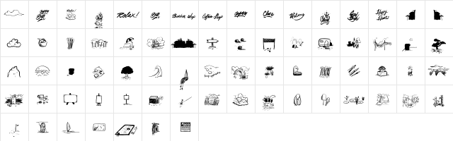 Dreambats_PersonalUseOnly Regular  glyph index