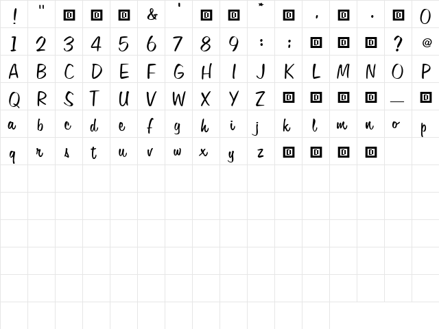 LittleItaly Regular  glyph index