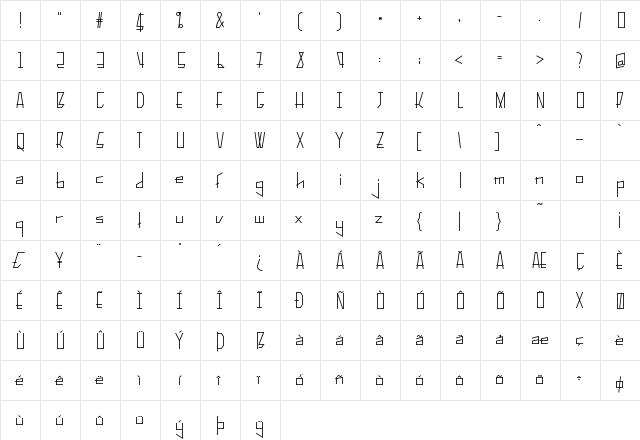 Pelanquier Regular  glyph index