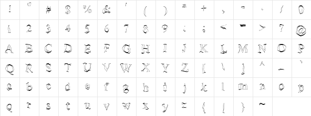 Poltergeist Hollow Regular  glyph index