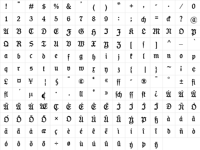 Koenig-Type Regular  glyph index