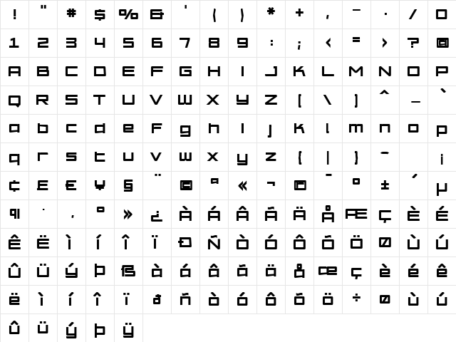 Amp Bold  glyph index