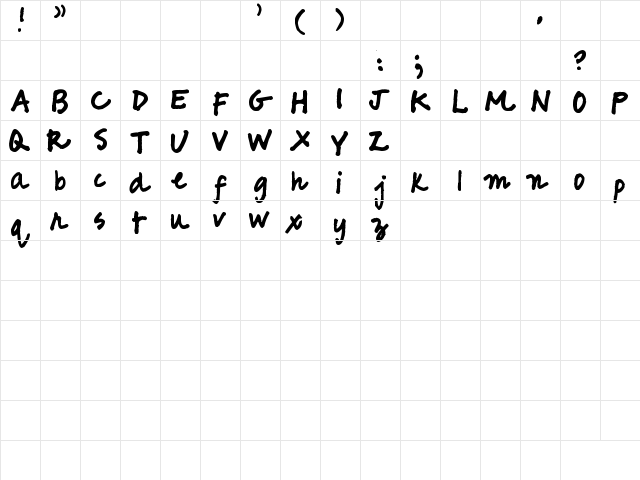 Pea Friend Regular  glyph index