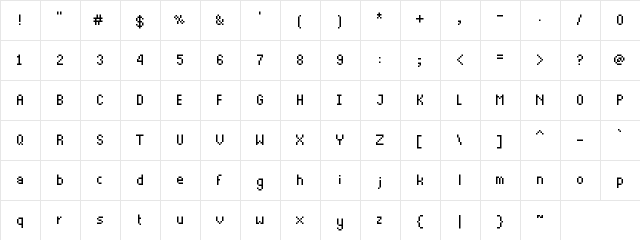 Thintel Regular  glyph index