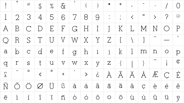 RSStymie Regular  glyph index