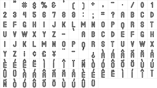 The Jack Bronw St Regular  glyph index