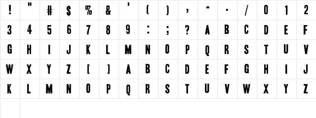 Headline One HPLHS  glyph index