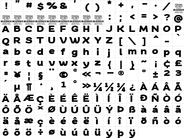 Quache Heavy Expanded  glyph index