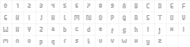 HEAVYwood outline Regular  glyph index