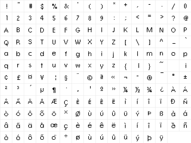 Rough07 Becker Regular  glyph index
