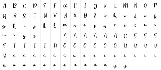 Swedishdemo Regular  glyph index