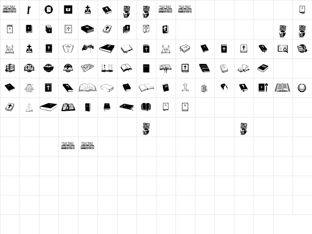 Holy Bible Regular  glyph index