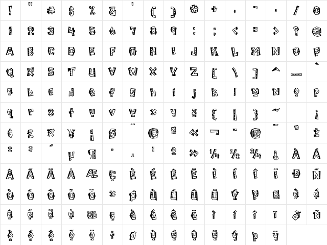 Chilada ICG Cuatro Regular  glyph index