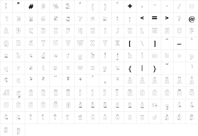 AquaticOutline Regular  glyph index