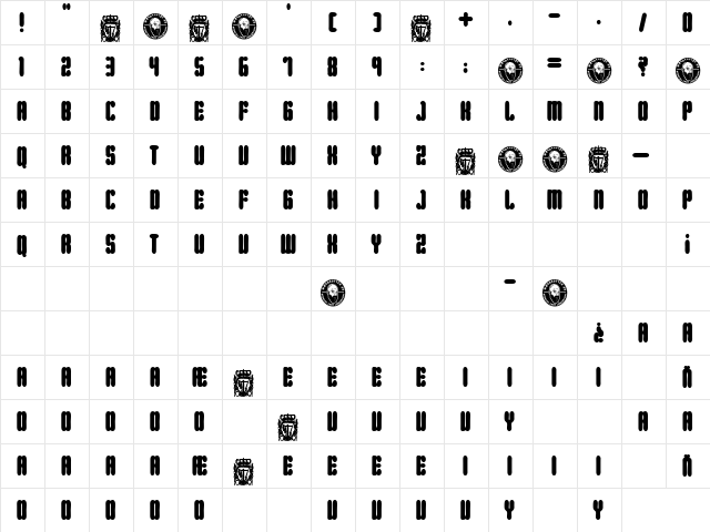 Torquemada in da house Regular  glyph index