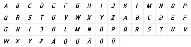 SPEEDTRAP FREE Regular  glyph index