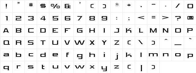 Vibrocentric Regular  glyph index
