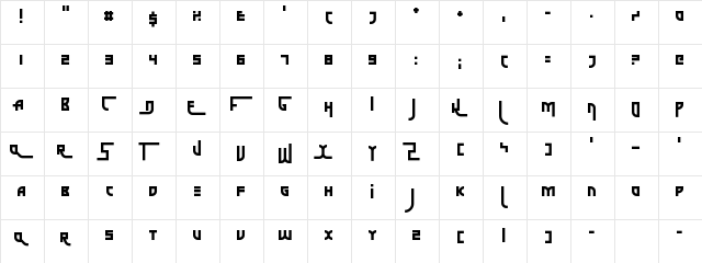 The Jjester Regular  glyph index