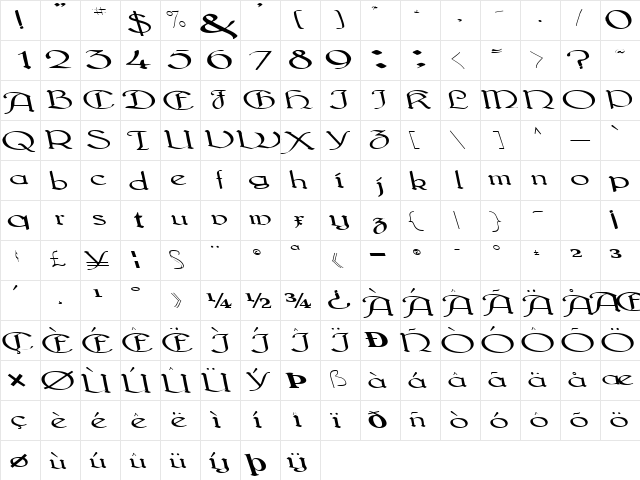 High Regular  glyph index