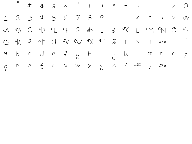 CK Curly Regular  glyph index