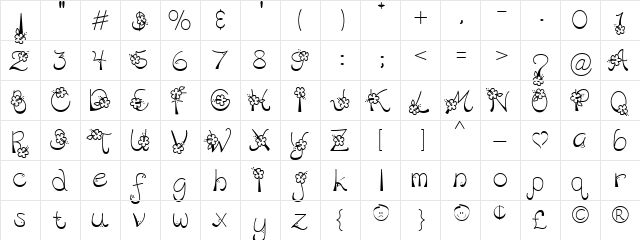 DC Hibiscus Regular  glyph index