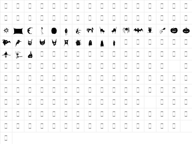 Spooky Symbols LET Plain  glyph index