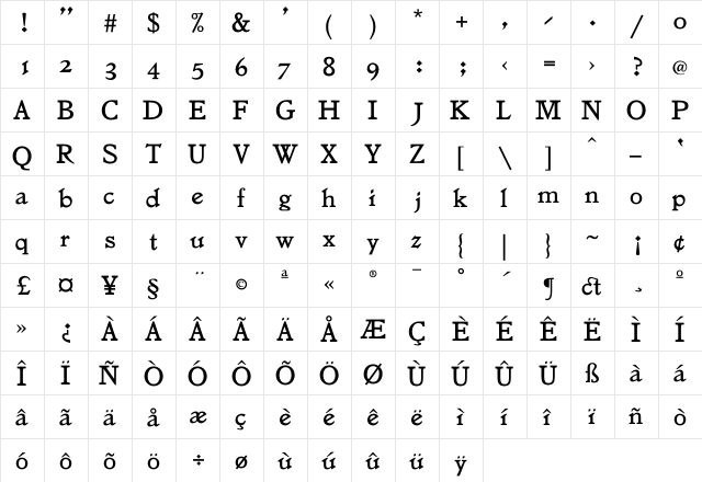 Jenson H  glyph index