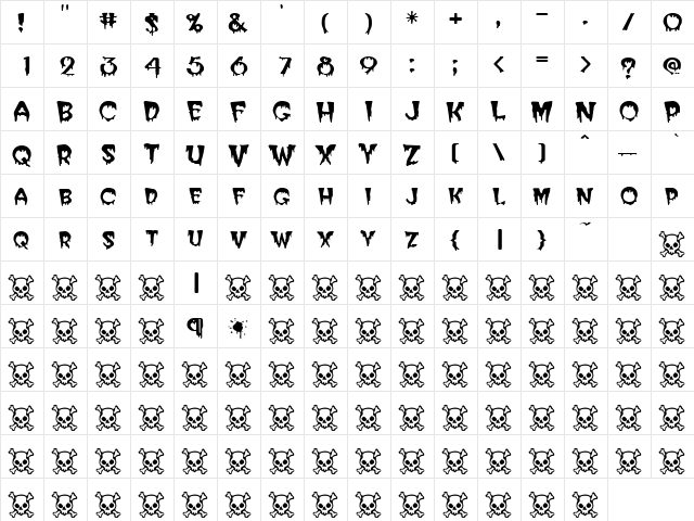 Unchained 1 Regular  glyph index